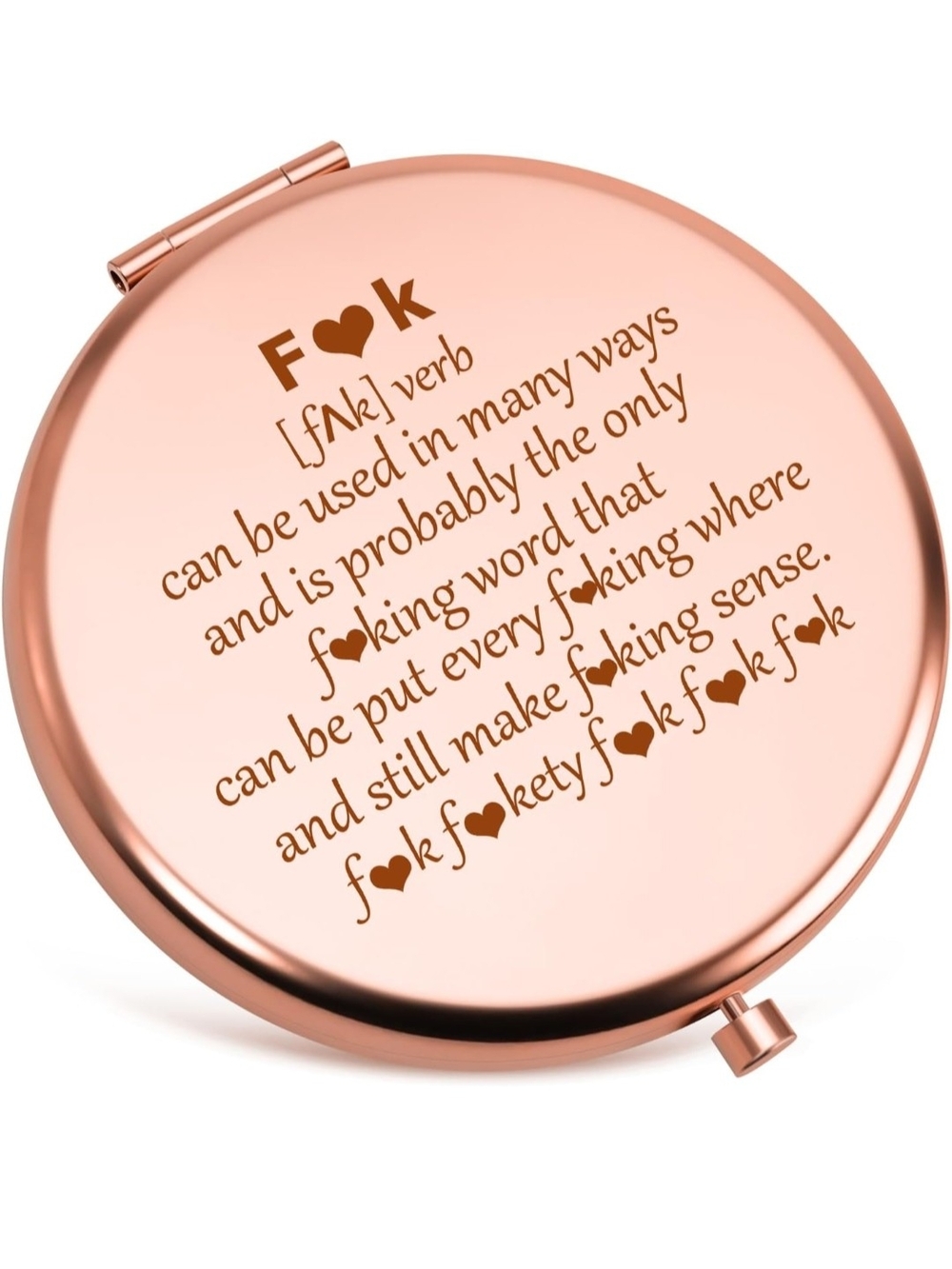 F*ck Rose Gold Compact Mirror Funny Gift For Foul Mouth Friend